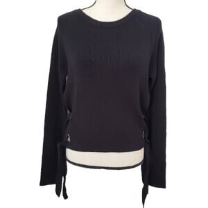 NWT! NYTT Ribbed Black Side Tie Sweater, Medium
